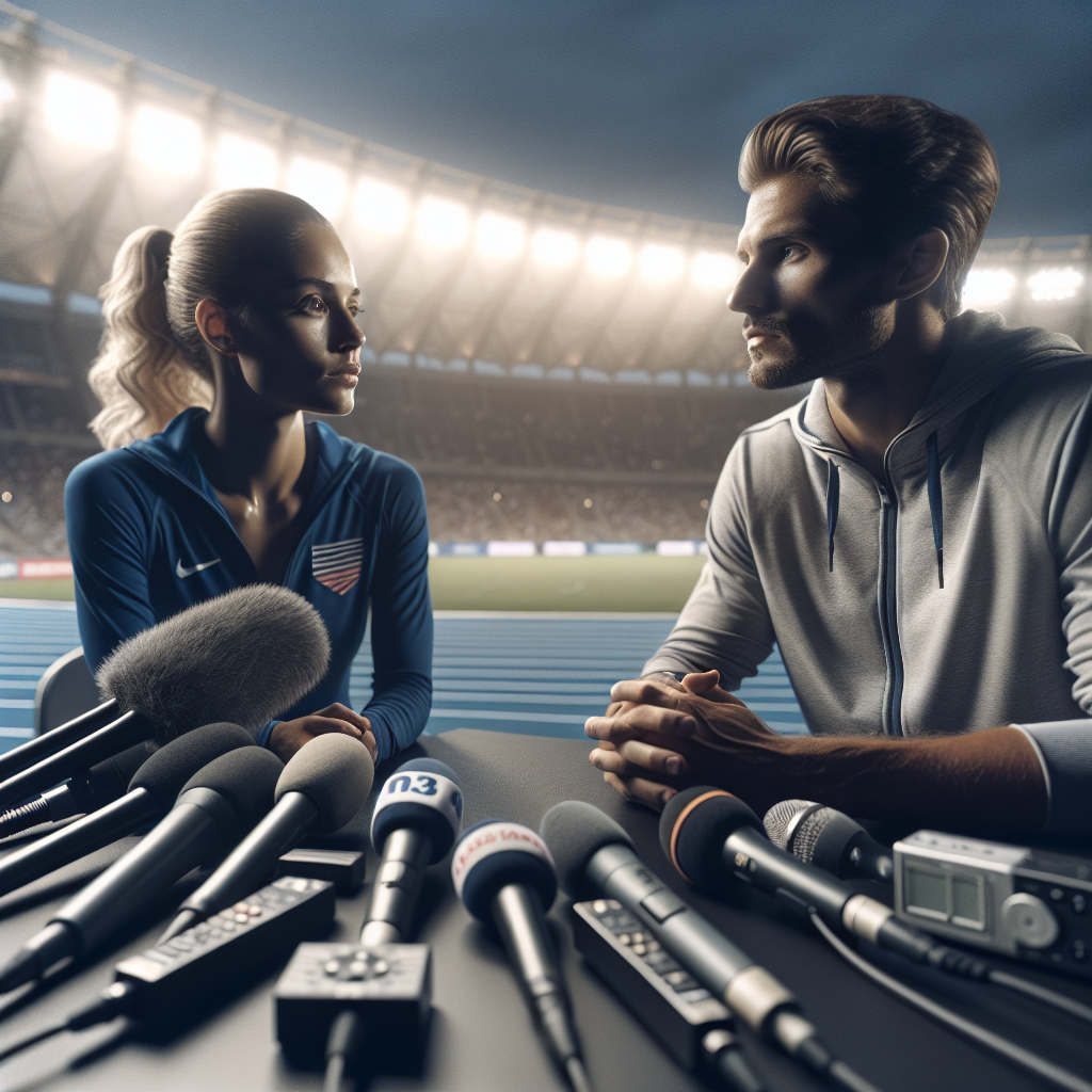 Coach and athlete giving post-competition interview, October results and November forecasts insights
